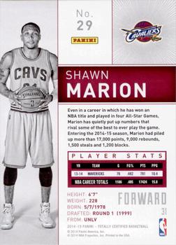 2014-15 Panini Totally Certified #29 Shawn Marion Back