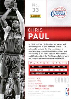2014-15 Panini Totally Certified #33 Chris Paul Back