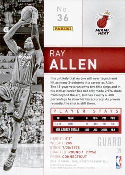 2014-15 Panini Totally Certified #36 Ray Allen Back