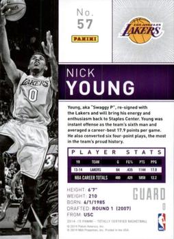 2014-15 Panini Totally Certified #57 Nick Young Back
