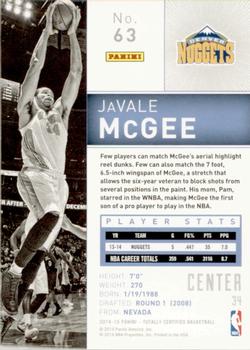 2014-15 Panini Totally Certified #63 JaVale McGee Back
