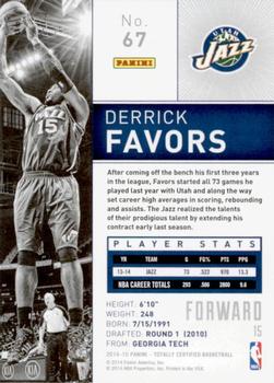 2014-15 Panini Totally Certified #67 Derrick Favors Back