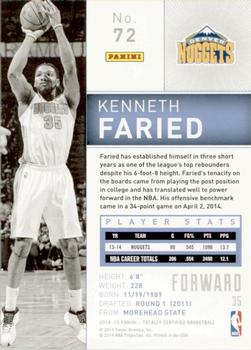 2014-15 Panini Totally Certified #72 Kenneth Faried Back