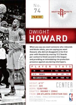 2014-15 Panini Totally Certified #74 Dwight Howard Back