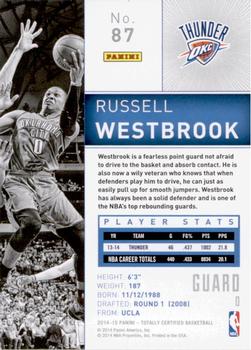 2014-15 Panini Totally Certified #87 Russell Westbrook Back