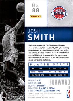 2014-15 Panini Totally Certified #88 Josh Smith Back