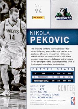 2014-15 Panini Totally Certified #94 Nikola Pekovic Back