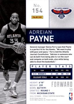 2014-15 Panini Totally Certified #154 Adreian Payne Back
