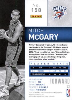 2014-15 Panini Totally Certified #158 Mitch McGary Back