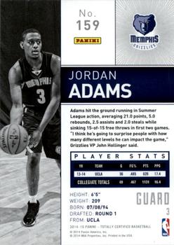 2014-15 Panini Totally Certified #159 Jordan Adams Back