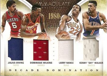 2013-14 Panini Immaculate Collection - Decade Domination Quad Materials #17 Dominique Wilkins / Julius Erving / Kenny 