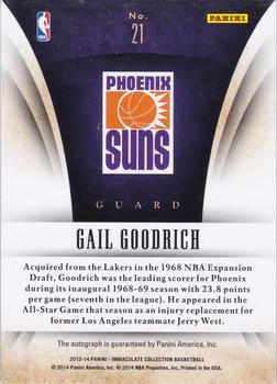 2013-14 Panini Immaculate Collection - HOF Heroes Signatures #21 Gail Goodrich Back