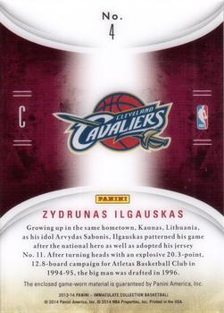 2013-14 Panini Immaculate Collection - Immaculate Standard Materials #4 Zydrunas Ilgauskas Back