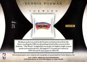 2013-14 Panini Immaculate Collection - Premium Autograph Patches #25 Dennis Rodman Back