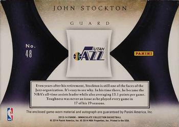 2013-14 Panini Immaculate Collection - Premium Autograph Patches #48 John Stockton Back