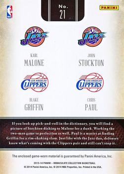 2013-14 Panini Immaculate Collection - Quad Materials #21 Chris Paul / Karl Malone / Blake Griffin / John Stockton Back