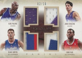2013-14 Panini Immaculate Collection - Quad Materials Prime #21 Blake Griffin / John Stockton / Chris Paul / Karl Malone Front