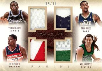 2013-14 Panini Immaculate Collection - Quad Materials Prime #39 Trey Burke / Kelly Olynyk / Otto Porter / Victor Oladipo Front