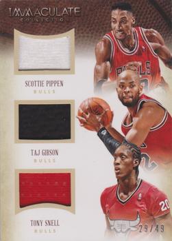 2013-14 Panini Immaculate Collection - Trios Materials #47 Taj Gibson / Tony Snell / Scottie Pippen Front