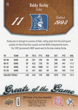 2009-10 Upper Deck Greats of the Game #70 Bobby Hurley Back