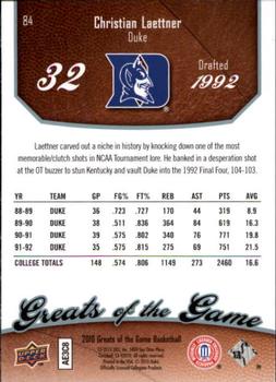2009-10 Upper Deck Greats of the Game #84 Christian Laettner Back