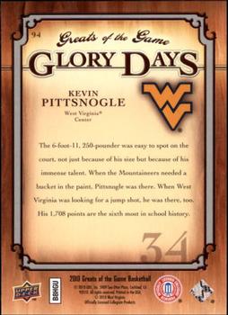 2009-10 Upper Deck Greats of the Game #94 Kevin Pittsnogle Back