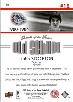 2009-10 Upper Deck Greats of the Game #156 John Stockton Back
