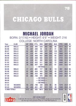 2007 Fleer Michael Jordan #78 Michael Jordan Back