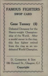 1947 D. Cummings & Son Famous Fighters #4 Gene Tunney Back