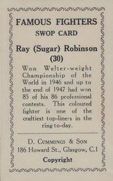 1947 D. Cummings & Son Famous Fighters #30 Sugar Ray Robinson Back