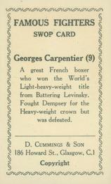 1947 D. Cummings & Son Famous Fighters #9 Georges Carpentier Back
