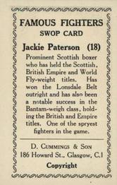 1947 D. Cummings & Son Famous Fighters #18 Jackie Paterson Back