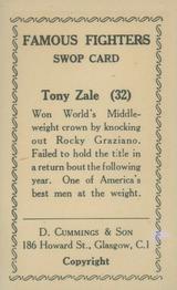 1947 D. Cummings & Son Famous Fighters #32 Tony Zale Back