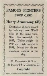 1947 D. Cummings & Son Famous Fighters #35 Henry Armstrong Back
