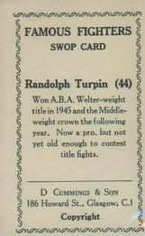 1947 D. Cummings & Son Famous Fighters #44 Randy Turpin Back