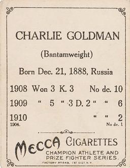 1910 Champion Athletes and Prize Fighters (T220) - Silver Border #NNO Charlie Goldman Back