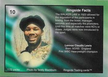 1996 Ringside - Spotlights In The Ring Gold #10 Lennox Lewis Back