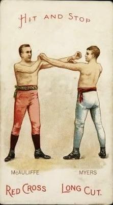 1893 P. Lorillard Co. Boxing Positions and Boxers (N266) #NNO Jack McAuliffe / Billy Myer Front