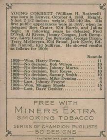 1911 American Tobacco Co. Champion Pugilists (T219) #NNO Young Corbett Back