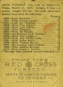 1911 American Tobacco Co. Champion Pugilists (T219) #NNO Jack Johnson Back