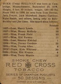 1911 American Tobacco Co. Champion Pugilists (T219) #NNO Mike Twin Sullivan Back