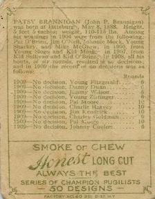 1911 American Tobacco Co. Champion Pugilists (T219) #NNO Patsy Brannigan Back