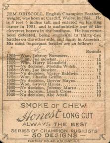 1911 American Tobacco Co. Champion Pugilists (T219) #NNO Jem Driscoll Back