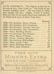 1911 American Tobacco Co. Champion Pugilists (T219) #NNO Jack Goodman Back