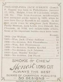 1911 American Tobacco Co. Champion Pugilists (T219) #NNO Phila Jack O'Brien Back