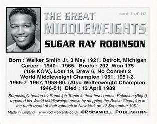 2002 Rockwell The Great Middleweights #1 Sugar Ray Robinson Back