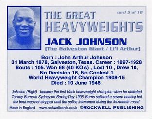 2002 Rockwell The Great Heavyweights #5 Jack Johnson Back