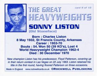 2002 Rockwell The Great Heavyweights #9 Sonny Liston Back
