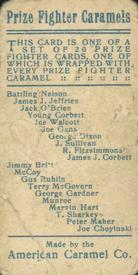 1910 American Caramel Prize Fighters (E76) #NNO James J. Corbett Back