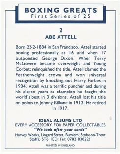 1991 Ideal Albums Boxing Greats #2 Abe Attell Back